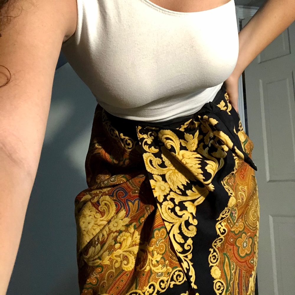Patterned Albert Nipon Wrap Skirt